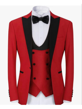NEW Men's 3 Pc Suit Slim Fit 1 Button Prom Suits Set Blazer Vest Trousers 2X